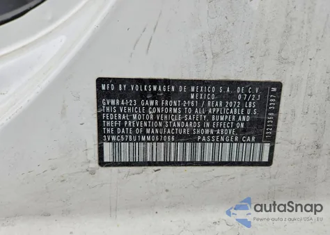 2021 Volkswagen Jetta S из США, поврежденный, VIN 3VWC57BU1MM067066